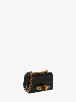 Women's Mini Jewelled Satchel in Black/Gold