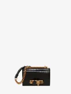 Women's Mini Jewelled Satchel in Black/Gold