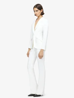 Women's Narrow Bootcut Trousers in Light Ivory