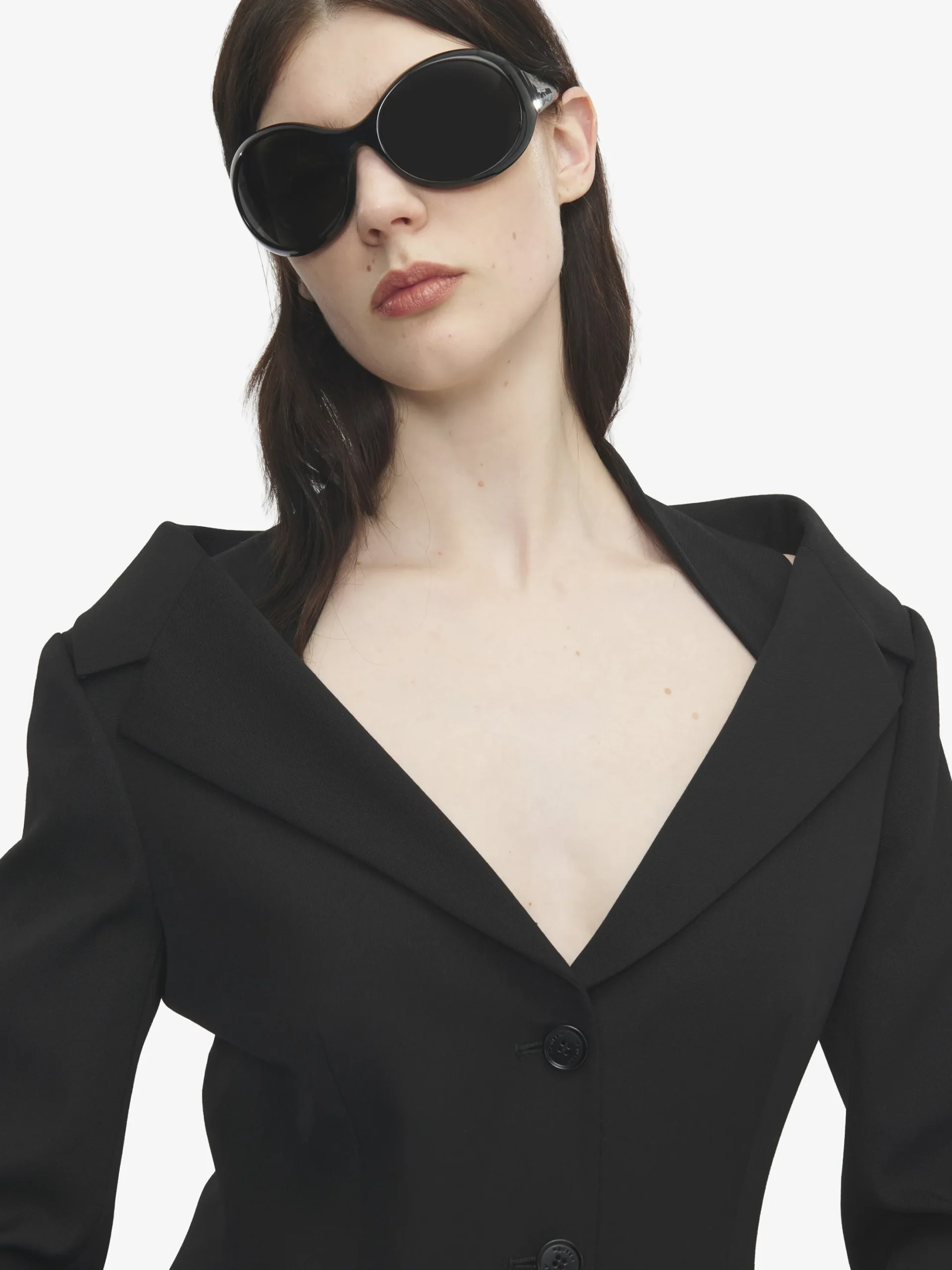 Women's Off-the-shoulder Harness Jacket in Black