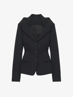 Women's Off-the-shoulder Harness Jacket in Black