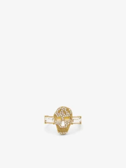 Women's Pavé Skull Ring in Pale Gold-finish