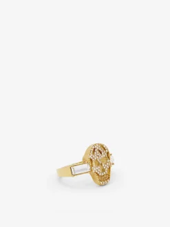 Women's Pavé Skull Ring in Pale Gold-finish