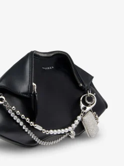 Women's Pearl & Crystal Double Chain Charm in Palladium