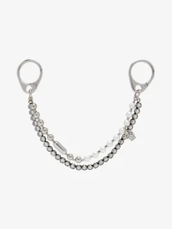 Women's Pearl & Crystal Double Chain Charm in Palladium