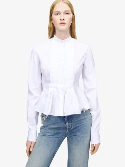 Women's Peplum Shirt in Optical White