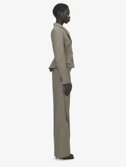 Women's Peplum Single-breasted Jacket in Light Brown