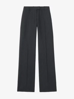 Women's Pinstriped Bumster Trousers in Navy
