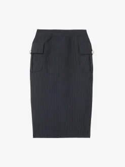 Women's Pinstriped Pencil Skirt in Navy