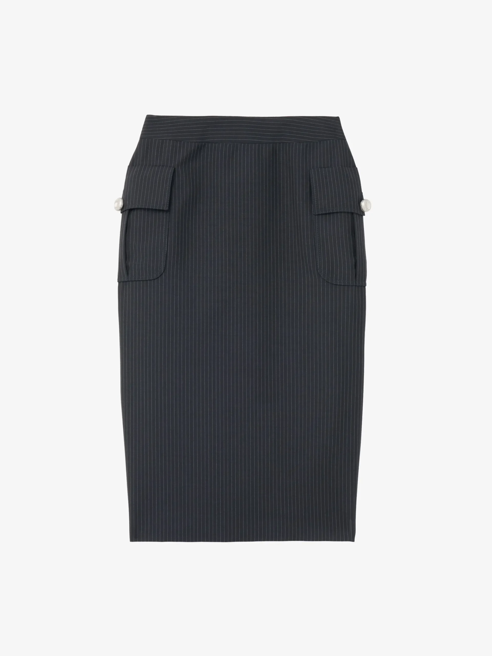 Women's Pinstriped Pencil Skirt in Navy