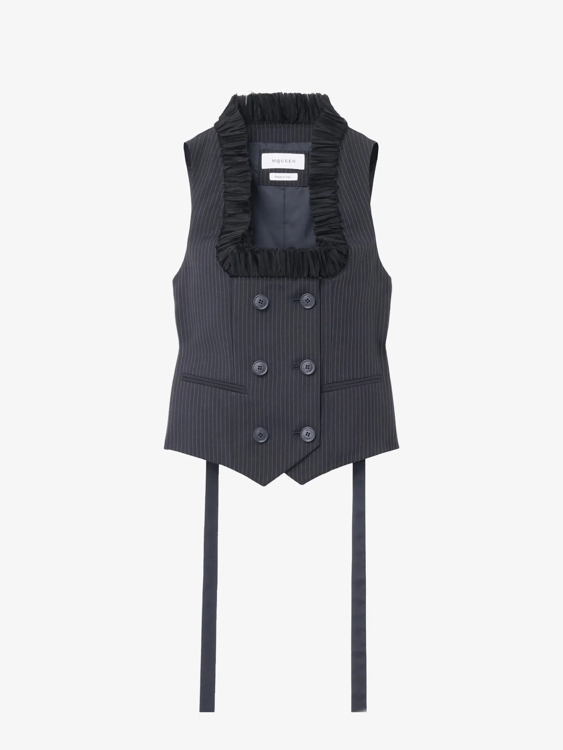 Women's Pinstriped Tailored Waistcoat in Navy