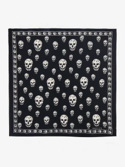 Women's Pleated Skull Scarf in Black/Ivory