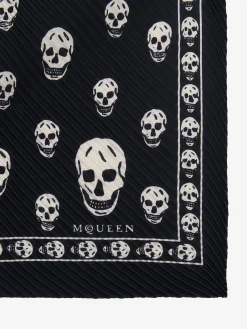Women's Pleated Skull Scarf in Black/Ivory