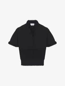 Women's Pointelle Knit Top in Black