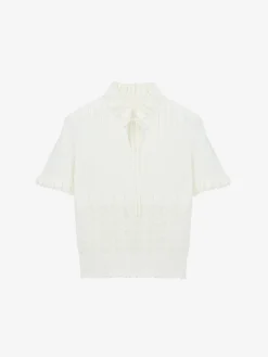 Women's Pointelle Knit Top in Ivory