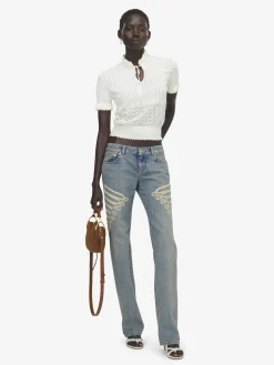 Women's Pointelle Knit Top in Ivory