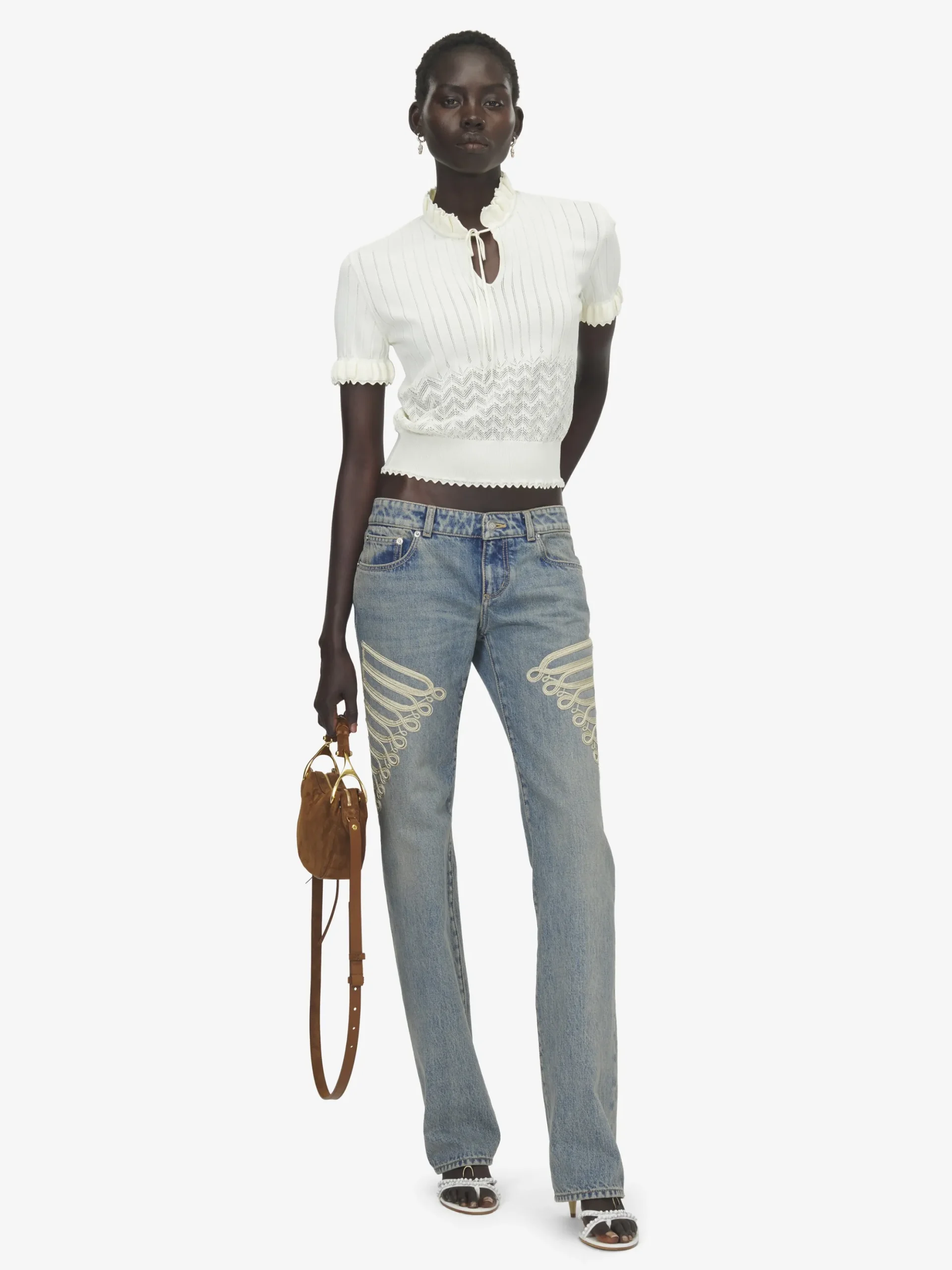 Women's Pointelle Knit Top in Ivory