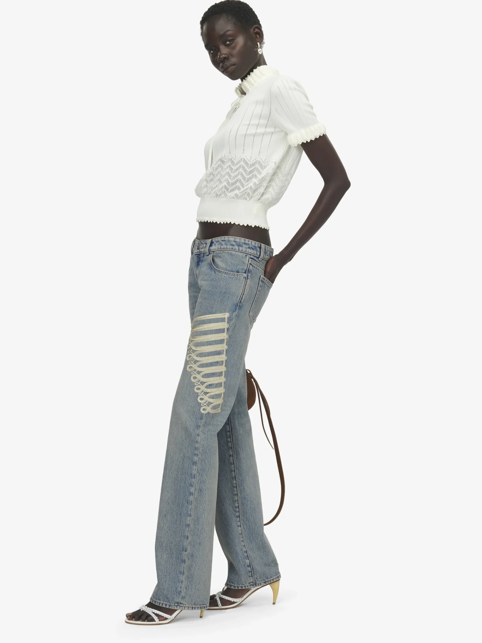 Women's Pointelle Knit Top in Ivory