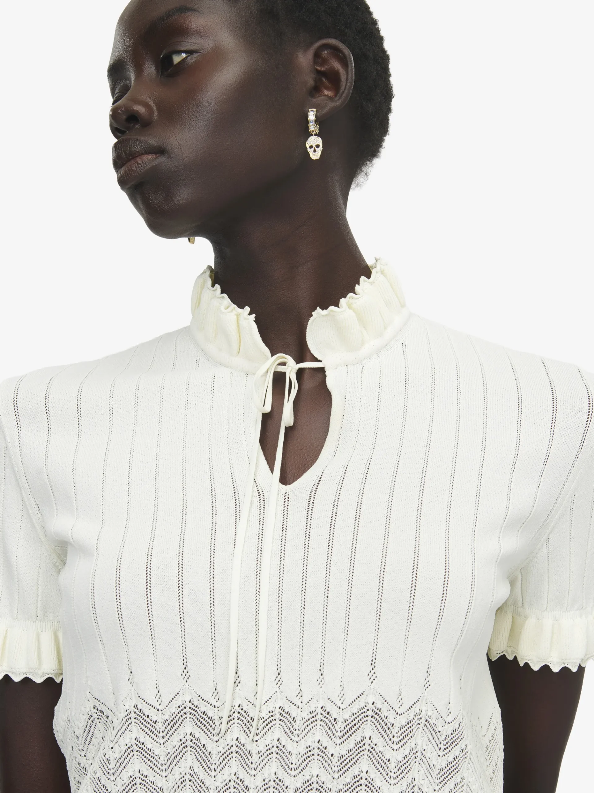 Women's Pointelle Knit Top in Ivory