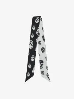 Women's Ribbon Skull Scarf in Black/Ivory