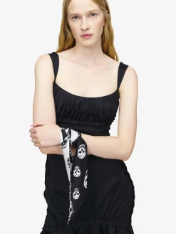Women's Ribbon Skull Scarf in Black/Ivory