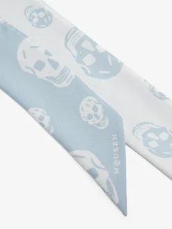 Women's Ribbon Skull Scarf in Light Blue