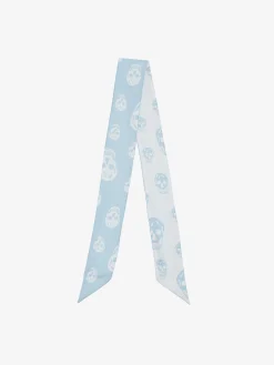Women's Ribbon Skull Scarf in Light Blue