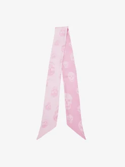 Women's Ribbon Skull Scarf in Pink