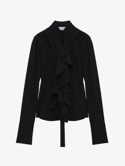 Women's Ruffled Shirt in Black