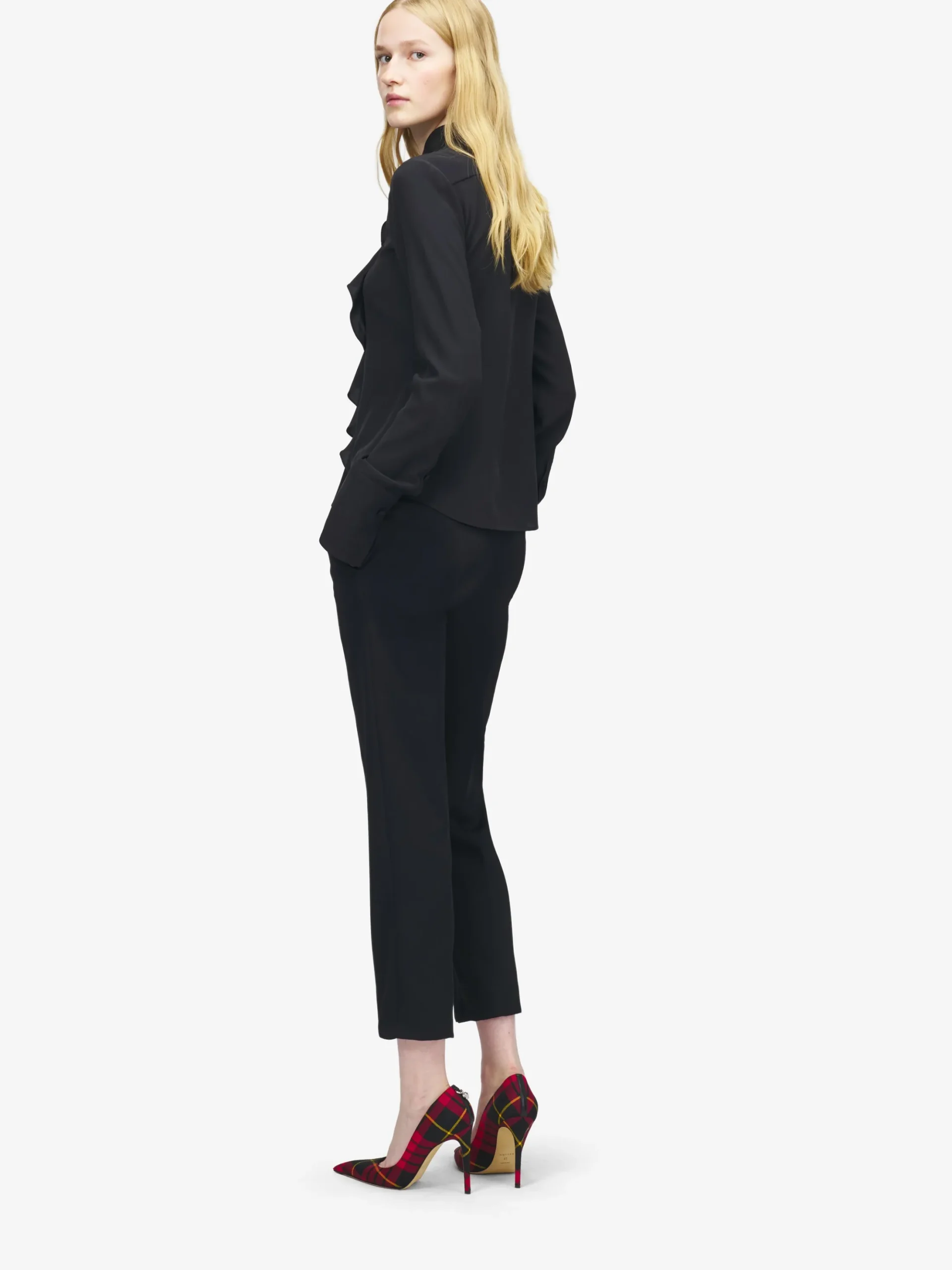 Women's Ruffled Shirt in Black