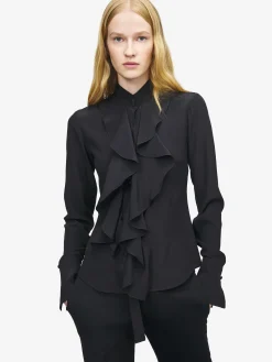 Women's Ruffled Shirt in Black