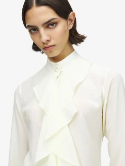 Women's Ruffled Shirt in Cream