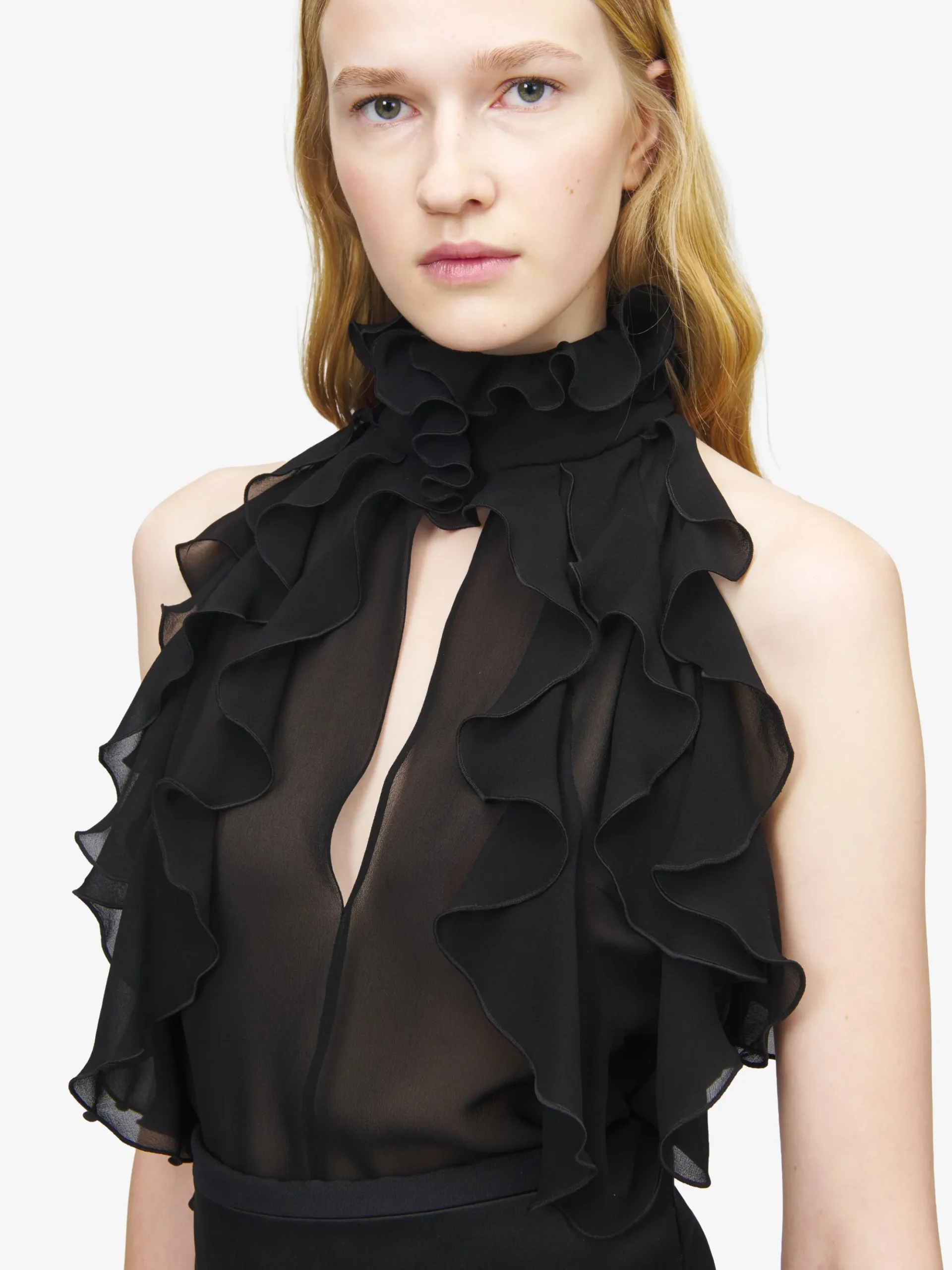 Women's Ruffled Top in Black