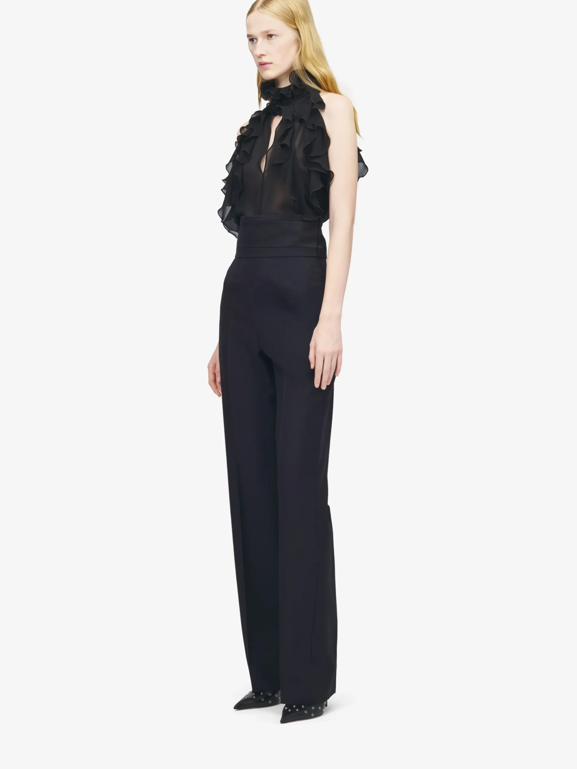 Women's Ruffled Top in Black