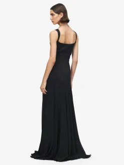 Women's Satin Evening Dress in Black