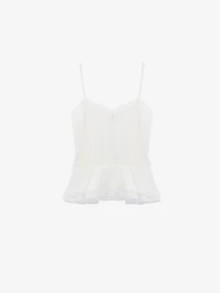 Women's Silk Peplum Cami Top in Ivory