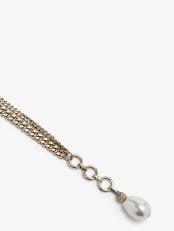 Women's Skull & Crystal Bracelet in Pale Gold-finish