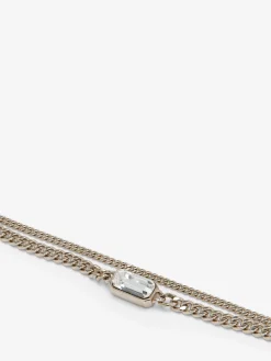 Women's Skull & Crystal Bracelet in Pale Gold-finish