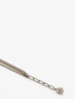Women's Skull & Crystal Necklace in Pale Gold-finish