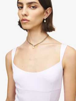 Women's Skull & Crystal Necklace in Pale Gold-finish