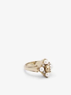 Women's Skull & Crystal Ring in Pale Gold-finish