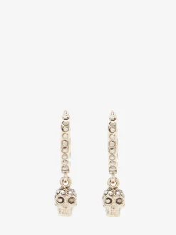 Women's Skull Mini Creole Hoop Earrings in Light Gold-finish
