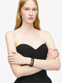 Women's Skull Ring Double Wrap Bracelet in Black