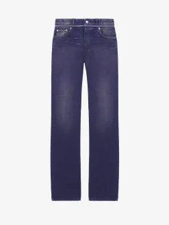 Women's Slashed Zip Bootcut Jeans in Purple