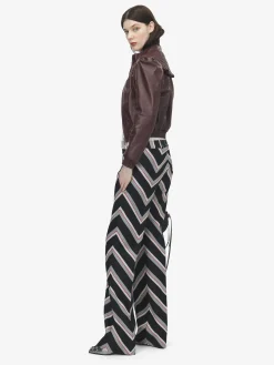 Women's Smocking Leather Jacket in Burgundy