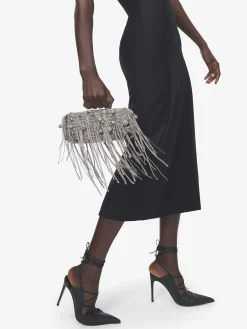 Women's Snake Knuckle Long Clutch in Black/Silver