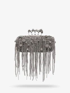 Women's Snake Knuckle Long Clutch in Black/Silver
