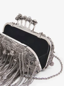 Women's Snake Knuckle Long Clutch in Black/Silver