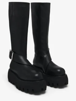 Women's Sofa Knee-High Buckle Boot in Black