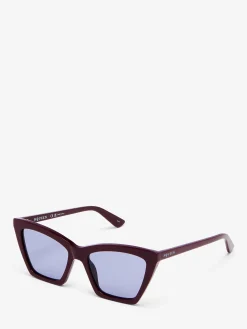 Women's Spike Geometric Cat-eye Sunglasses in Burgundy/Blue